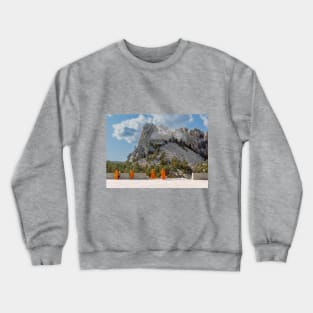 Monks at Mount Rushmore National Memorial Crewneck Sweatshirt